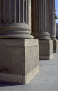 Three columns of the Idaho Statehouse in Boise.